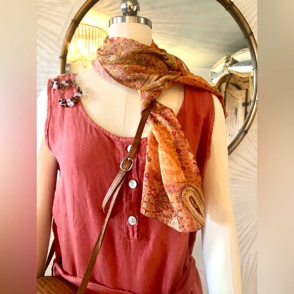 Preston & York Orange Paisley Lightweight Scarf